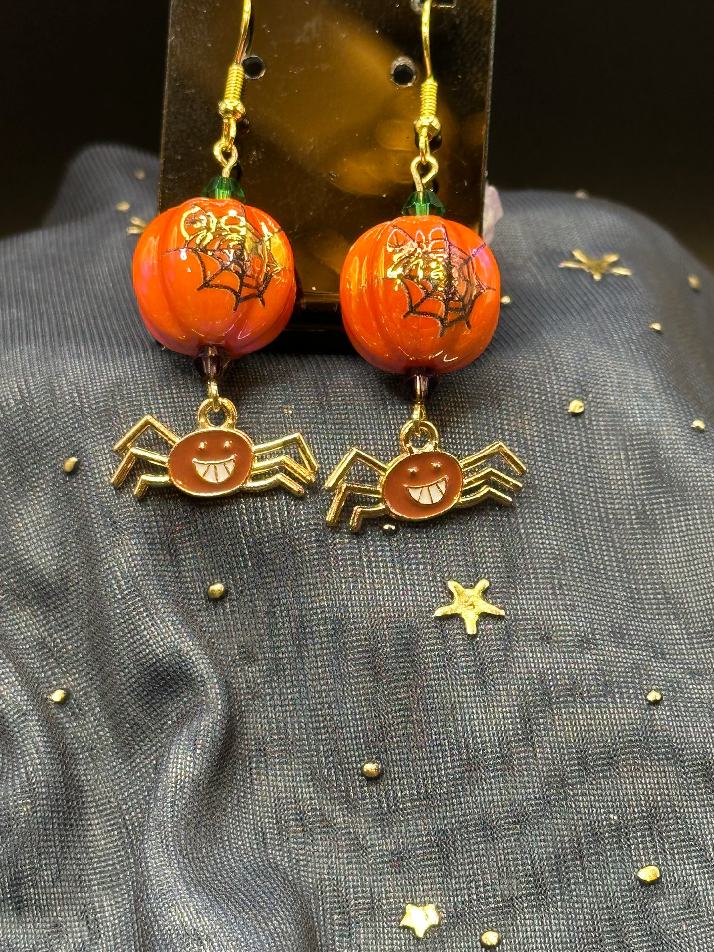 Spider Pumpkin Earrings