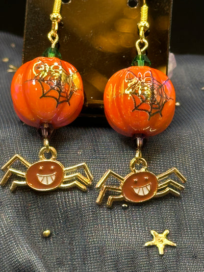 Spider Pumpkin Earrings