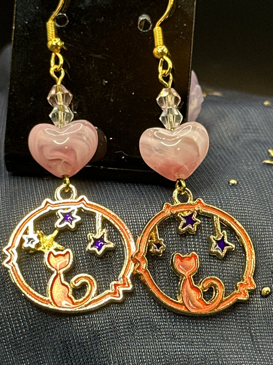 Starry Cat Love Earrings