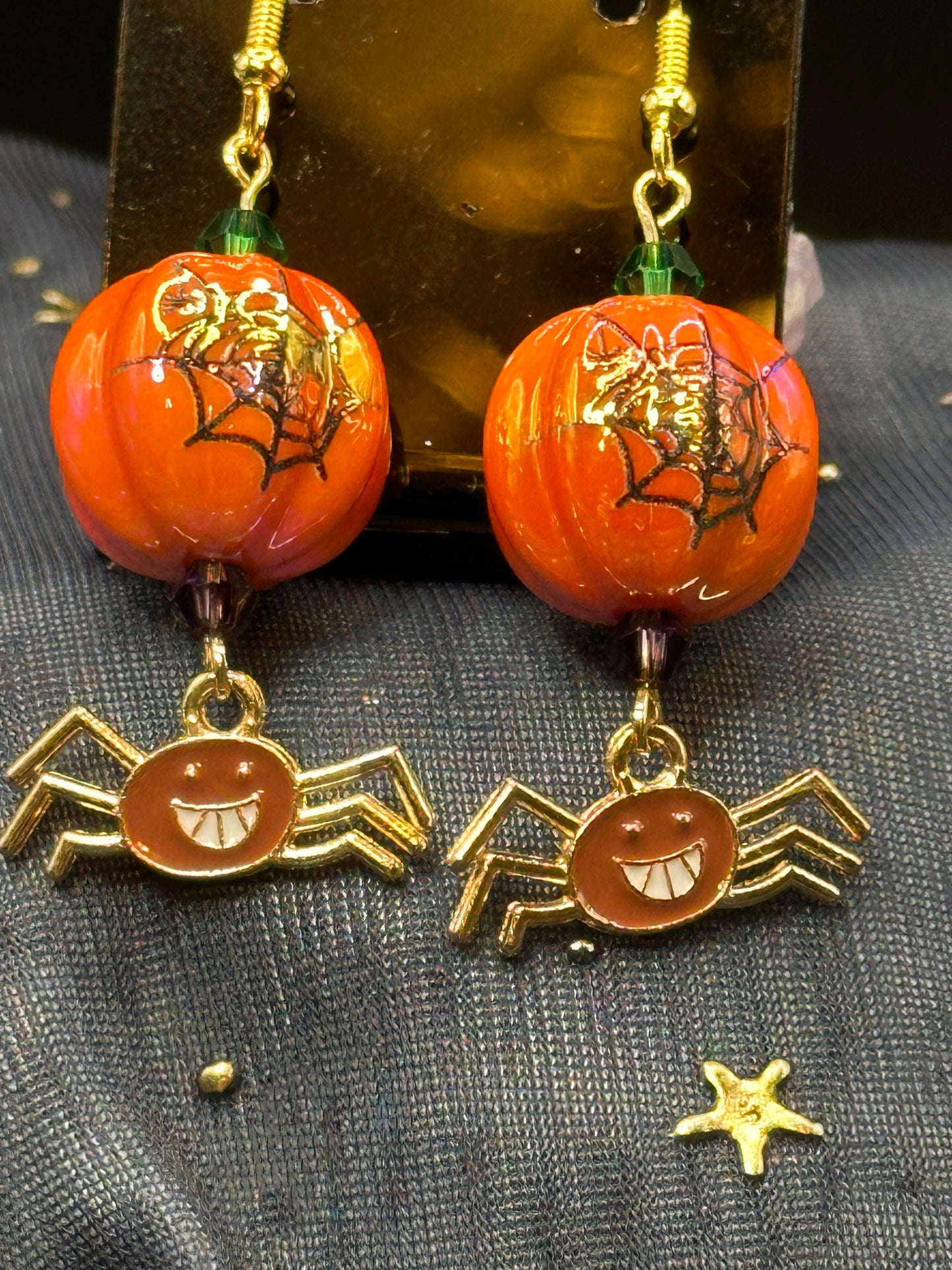 Spider Pumpkin Earrings