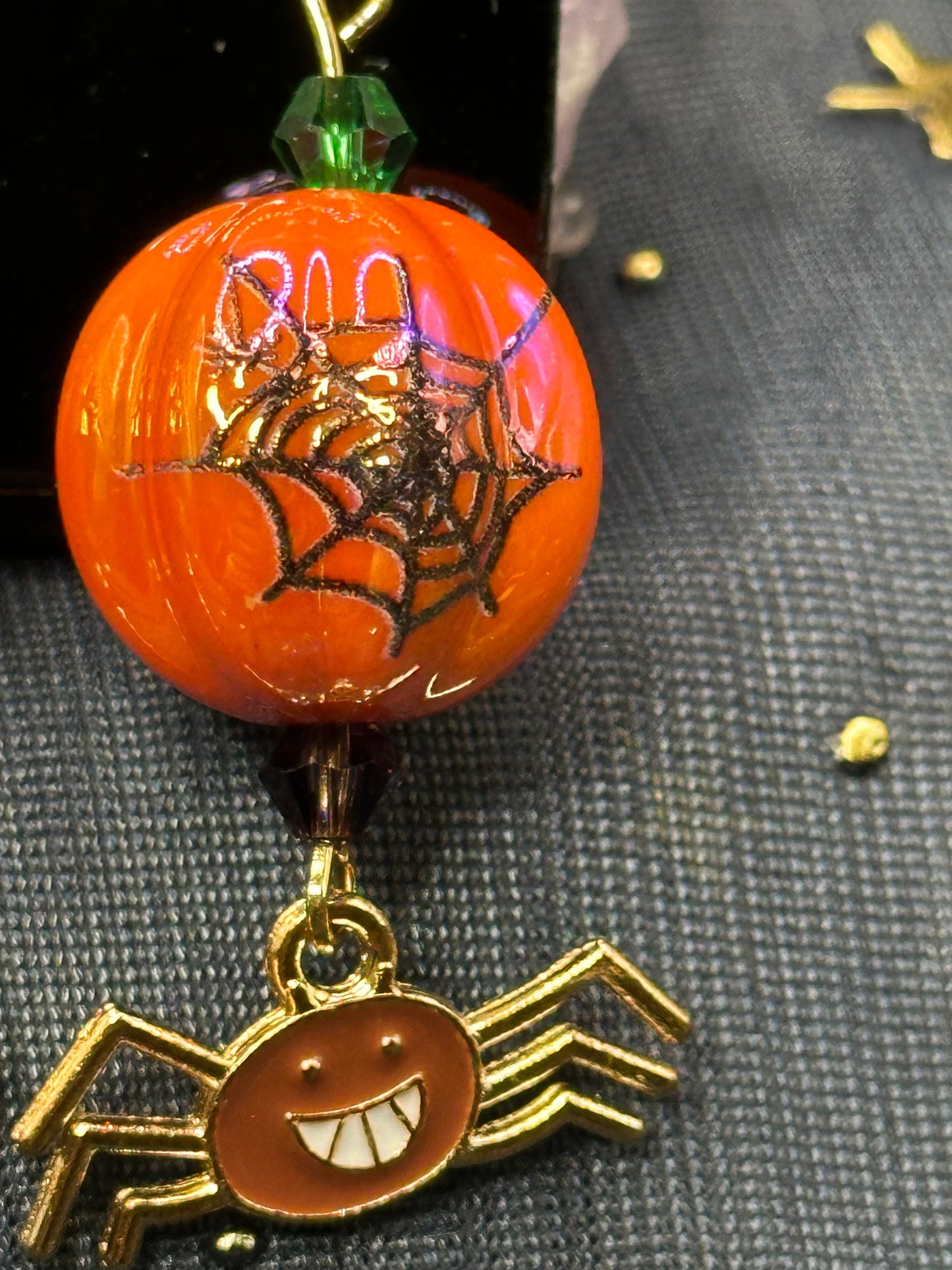 Spider Pumpkin Earrings