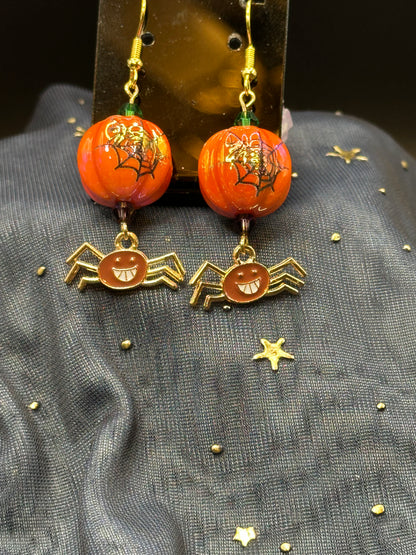 Spider Pumpkin Earrings
