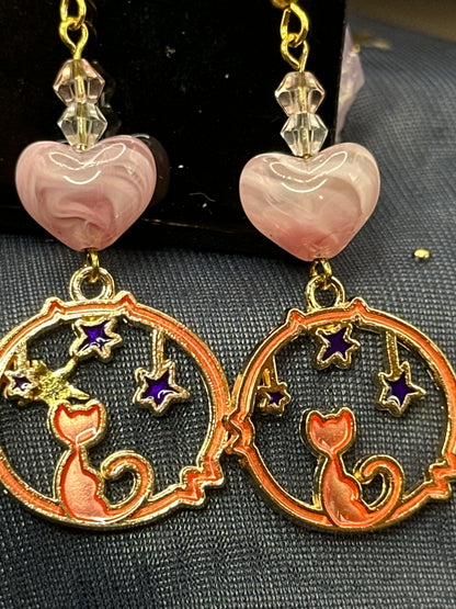 Starry Cat Love Earrings