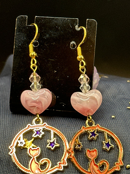 Starry Cat Love Earrings