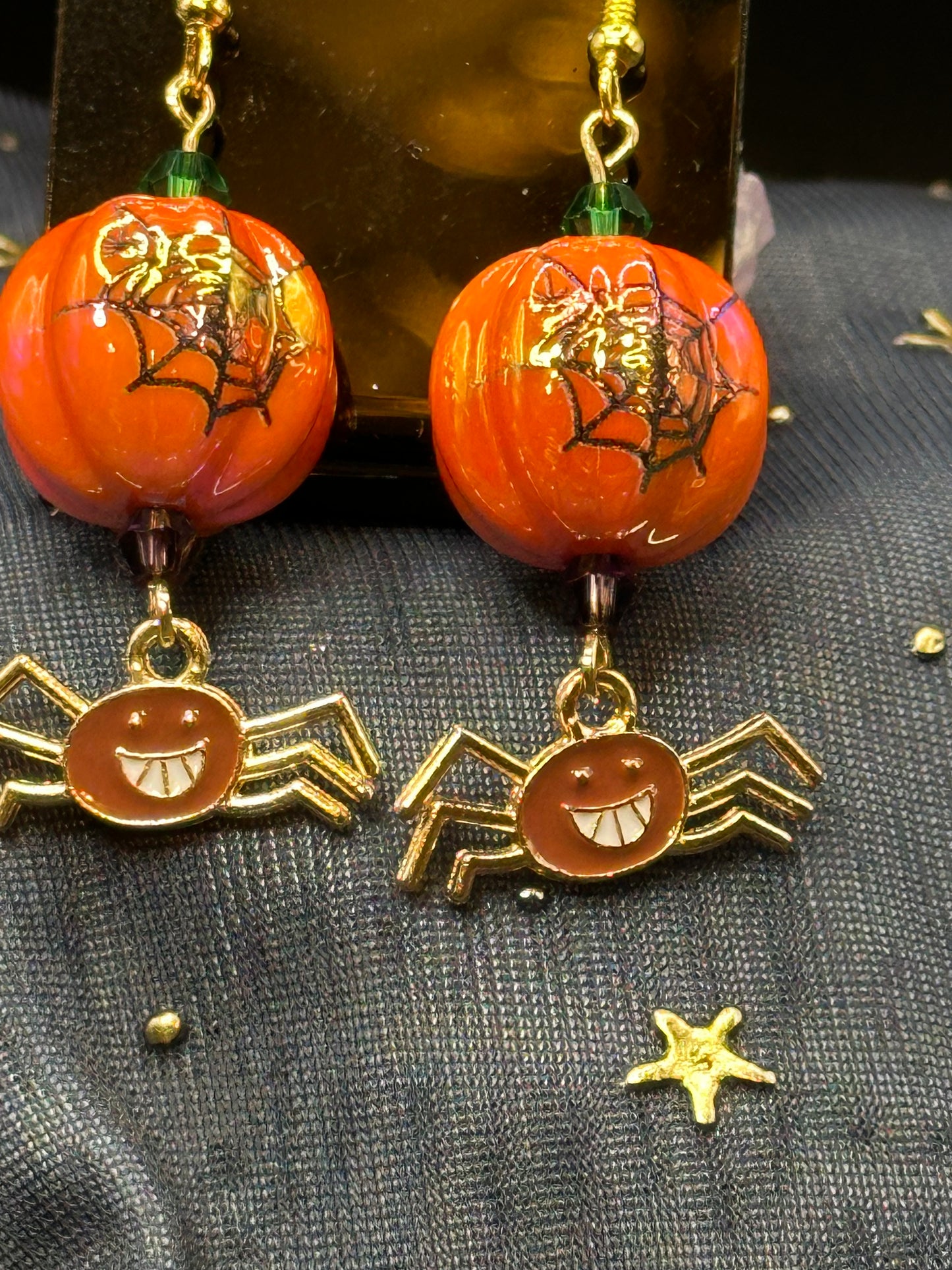 Spider Pumpkin Earrings